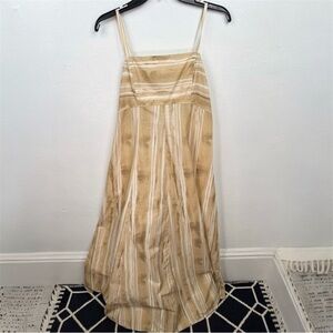 CeCe Maxi Sundress Womens Size M Tan & Ivory Stripe Sleeveless Pockets